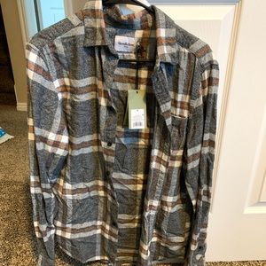 Checkered grey white & orange long sleeve (small)